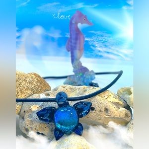 Handcrafted Sparkling Blues/Purples Sea Turtle Pendant